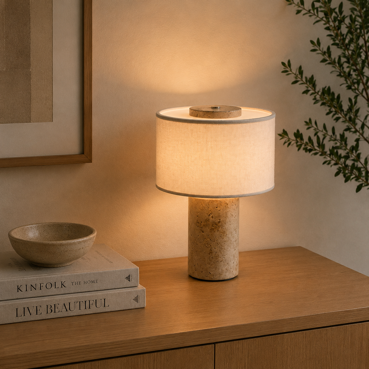 Travertine Portable Table Lamp